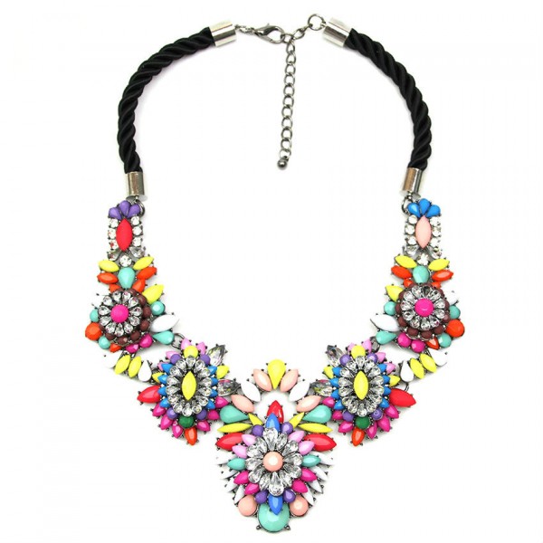 Les Filles Candy Color Stone Clusters Statement Necklace